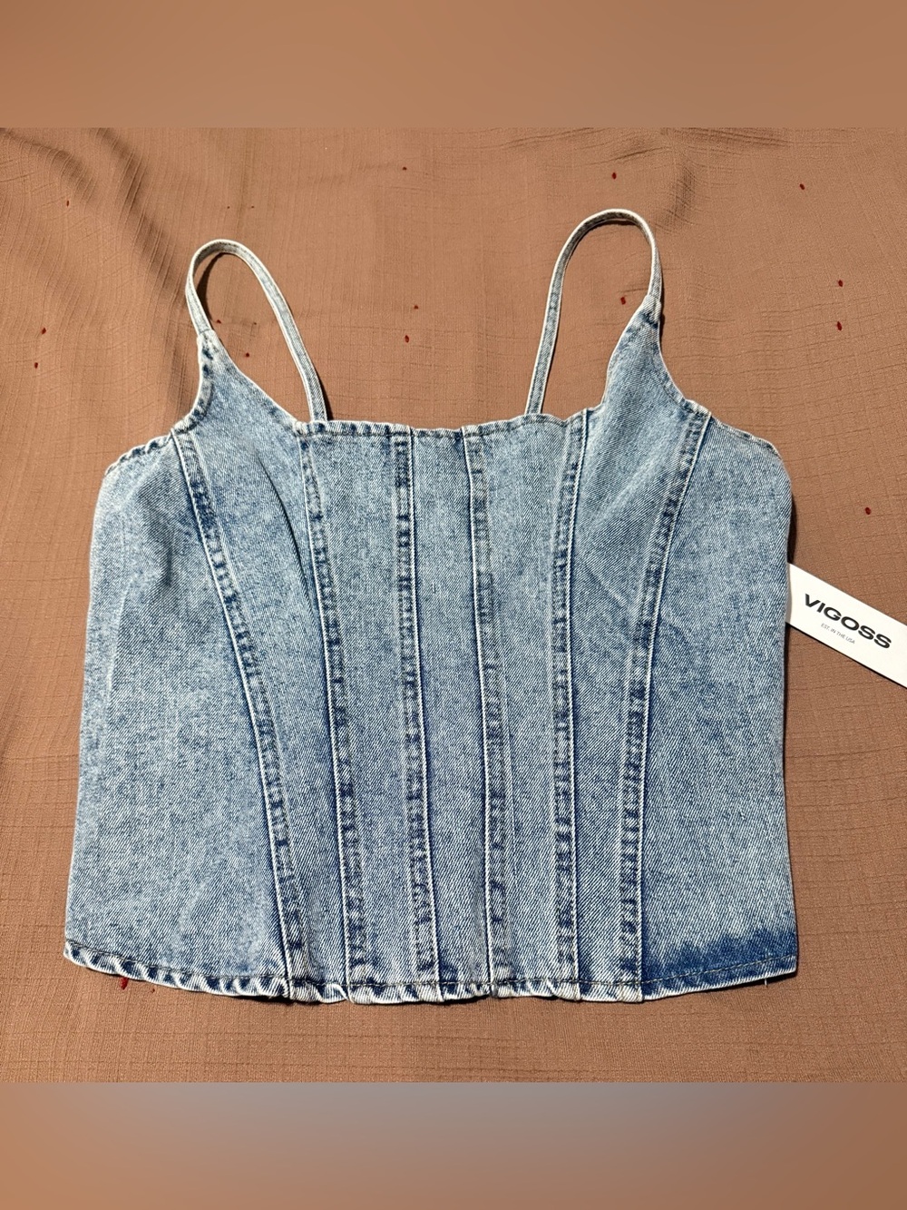 Vigoss Light Blue Denim Cropped Top
